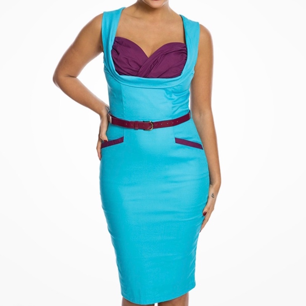 Lindy Bop Turquoise and Purple Dress